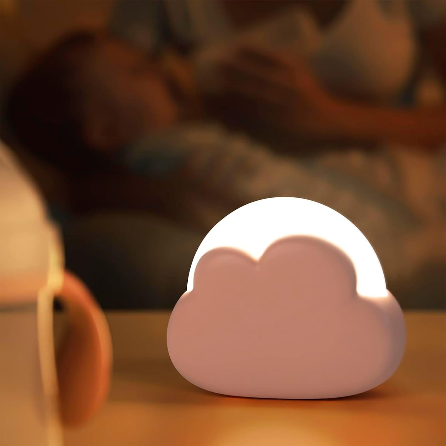 LINLIN Cute Cloud Night Light, Baby Night Light Kids Lamp for Bedroom, Portable USB Rechargeable Kid LED Dimmable Nightlight, Adjustable Bedside Lamp with Warm and White Light