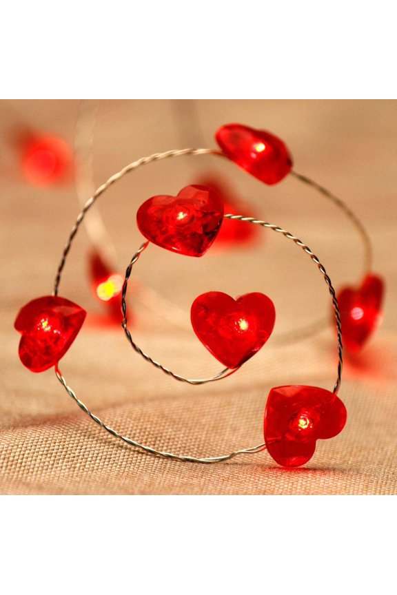 Decorative Lights, 13FT 40LED Romantic Red Love Heart Shaped Twinkle Copper Wire Fairy String Lights Battery Operated with Remote for Bedroom Wedding Party Valentine's Day Mother's Day Decor