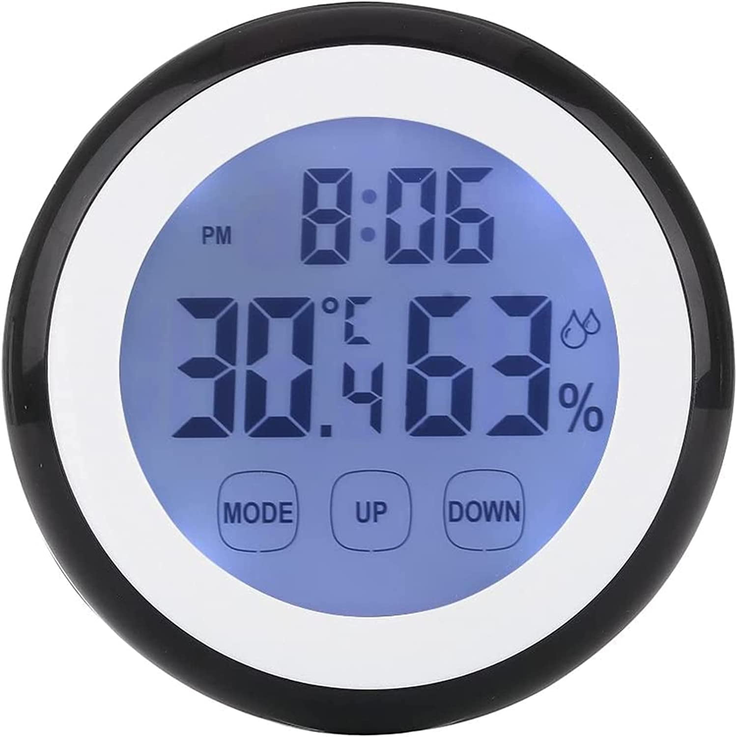 LINLIN Digital Hygrometer Thermometer Clock,Touch Screen Temperature Humidity Monitor Alarm Clock with Backlight Magnetic Battery Operated for Home Fridge Office Baby Room