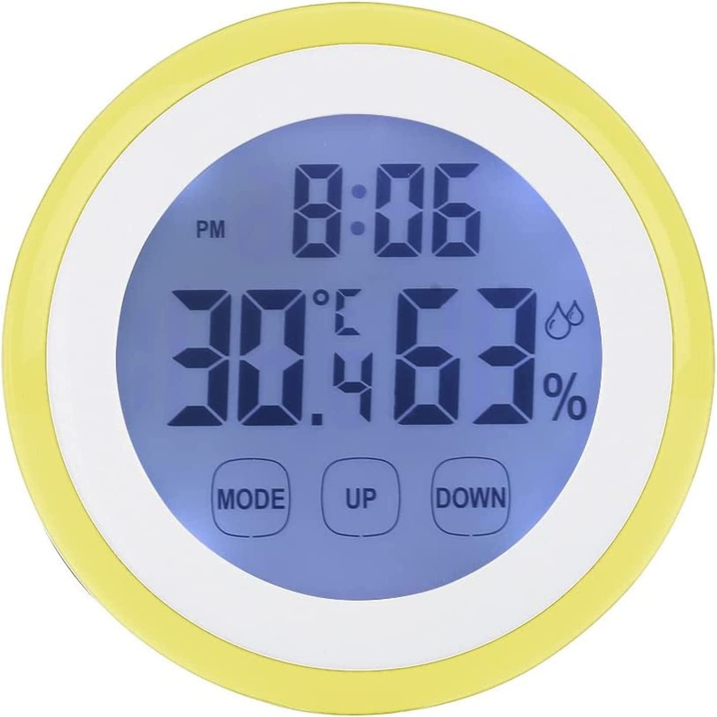 LINLIN Digital Hygrometer Thermometer Clock,Touch Screen Temperature Humidity Monitor Alarm Clock with Backlight Magnetic Battery Operated for Home Fridge Office Baby Room