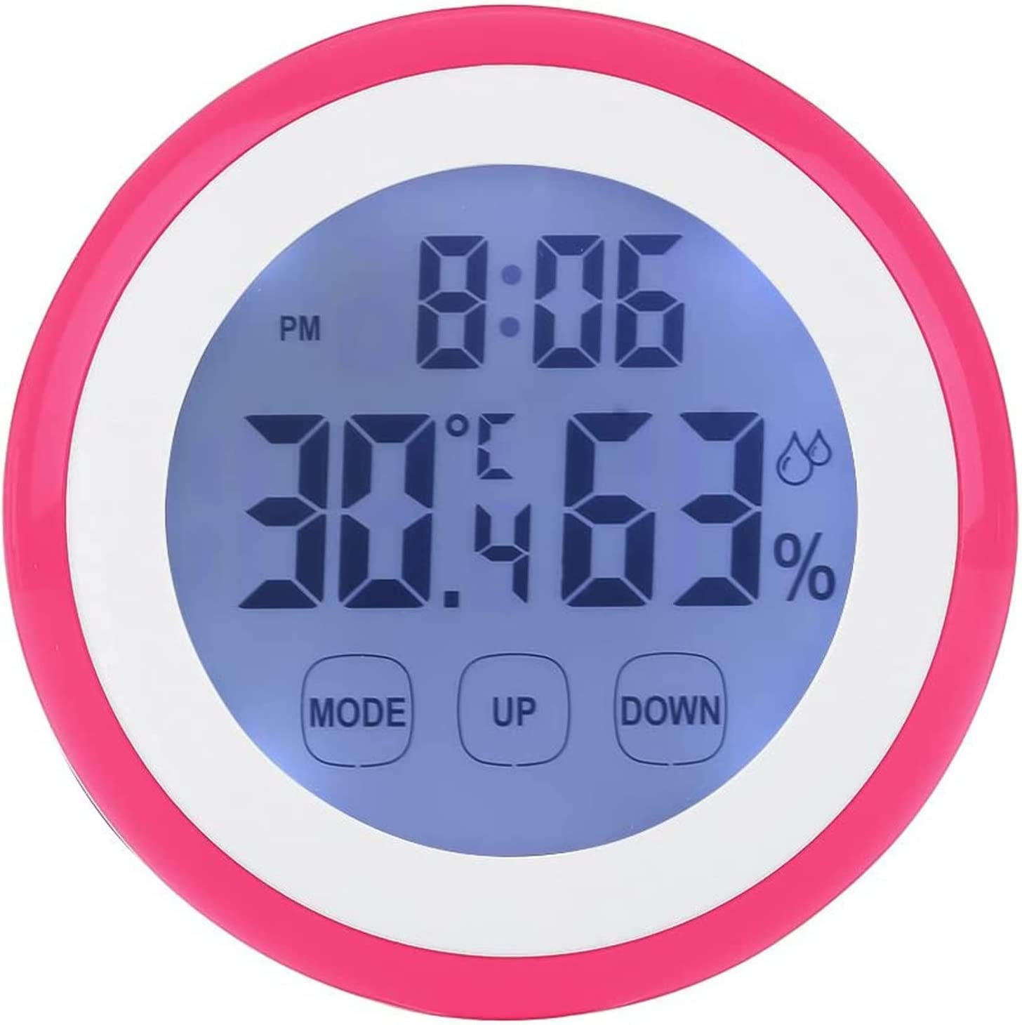 LINLIN Digital Hygrometer Thermometer Clock,Touch Screen Temperature Humidity Monitor Alarm Clock with Backlight Magnetic Battery Operated for Home Fridge Office Baby Room