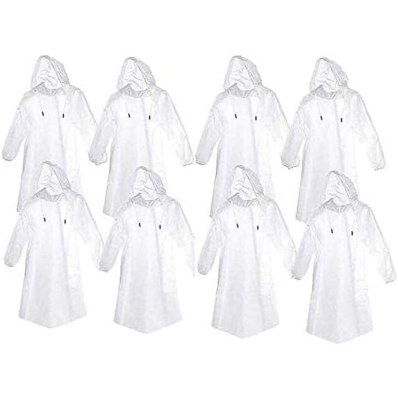 LINLIN Disposable Rain Ponchos, Disposable Emergency Rain Ponchos Transparent Raincoat with Hood Sleeves and Drawstring for Camping, Hiking, Traveling