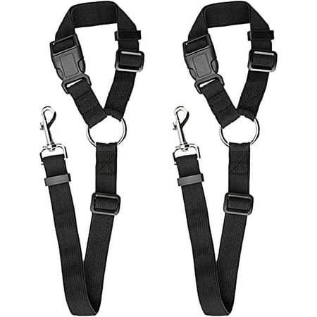 LINLIN Dog Car Seat Belt, 2 Pack Pet Car Seat Belt Dog Safety Rope Car Traction Rope Telescopic Car Traction Belt Adjustable Harness Belts for Travel Daily Use