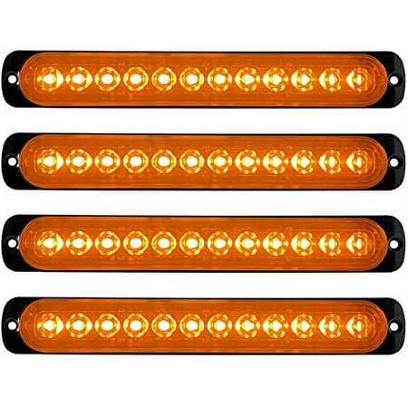 LINLIN Emergency Strobe Warning Lights, Universal 4Pack 12LED Surface Mount Emergency Warning Hazard Flashing Strobe Light Bar for Truck, Off Road Vehicle, ATVs,Motorcycles