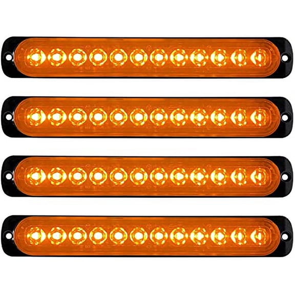 LINLIN Emergency Strobe Warning Lights, Universal 4Pack 12LED Surface Mount Emergency Warning Hazard Flashing Strobe Light Bar for Truck, Off Road Vehicle, ATVs,Motorcycles