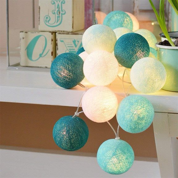 LINLIN Fairy Lights LED String Lights Plug in Indoor,3.8M 20 Pcs Cotton Ball String Lights White Xmas Fairy Lights Starry Wall Light Wedding Party Home Christmas Decoration