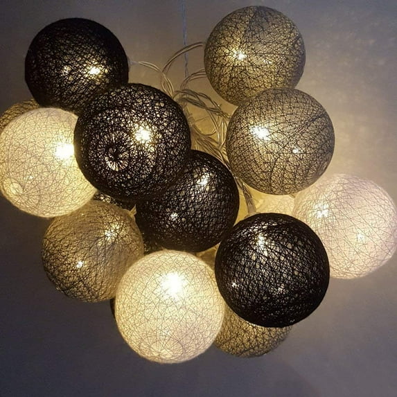 LINLIN Fairy Lights LED String Lights Plug in Indoor,3.8M 20 Pcs Cotton Ball String Lights White Xmas Fairy Lights Starry Wall Light Wedding Party Home Christmas Decoration