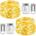 thumbnail image 1 of LINLIN Fairy String Lights, 2 Set 33ft 100 Led Fairy Lights Battery Operated Silver Wire Lights with Remote Control, 8 Mode Waterproof Lights for Home Garden Bedroom Centerpiece Wedding Party, 1 of 8