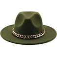 thumbnail image 1 of LINLIN Fedora Hat Unisex Wide Brim Jazz Hat Gentleman Hat with Big Gold Chain Autumn Winter Panama Hat for Men & Women, 1 of 3