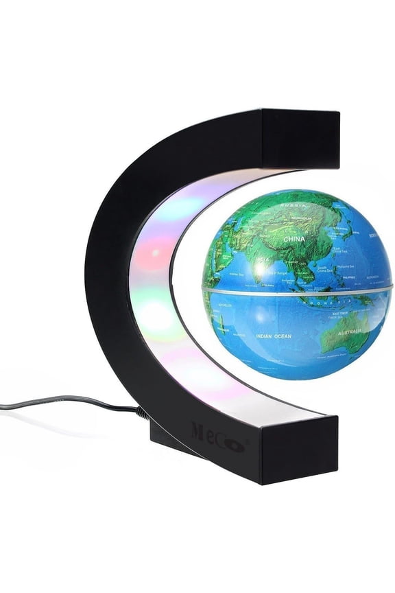 Floating Globe, C Shape Magnetic Levitation Rotating Anti-gravity Globe World Map LED Display Platform Stand - Educational Gifts for Kids, Office Desk Decoration Ornament
