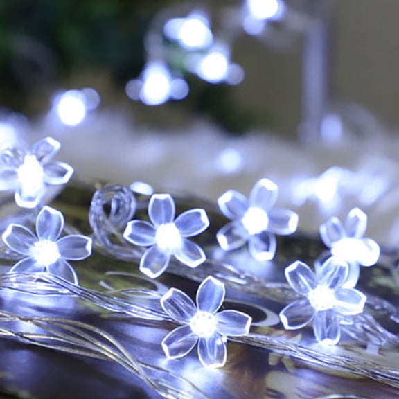 LINLIN Flower String Lights, 12M 100 LED Cherry Blossom Fairy Decorative Lights 8 Mode Battery Powered with Remote for Spring Summer Garden Landscape Wedding Party Christmas Decoration