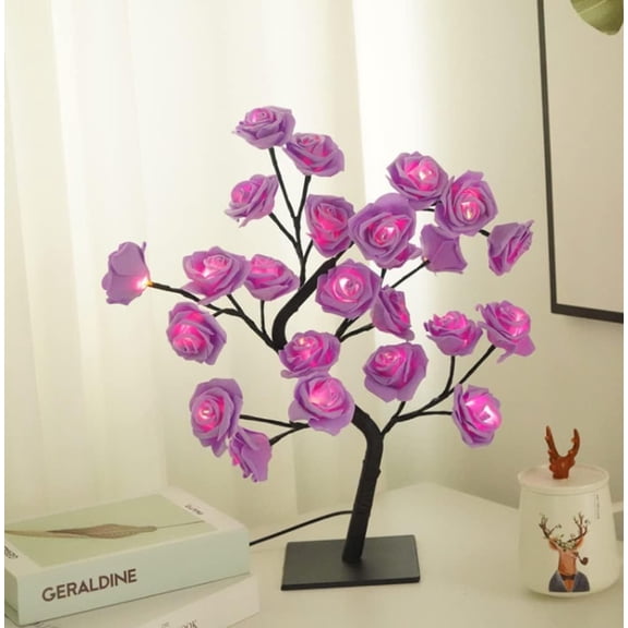 LINLIN Flower Tree lamp,Rose lamp Tree,Twig Light Branches Tree Light with Flower Twig Light USB Powered Adjustable Gold Branches