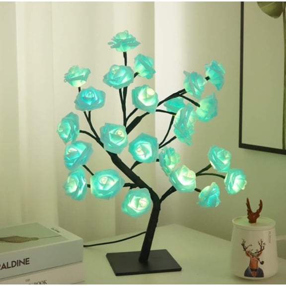 LINLIN Flower Tree lamp,Rose lamp Tree,Twig Light Branches Tree Light with Flower Twig Light USB Powered Adjustable Gold Branches