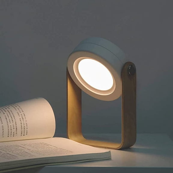 LINLIN Foldable Desk lamp, USB Wooden Handle Portable Lantern, 360 ° rotatable Portable LED lamp, Touch dimmable 3-Level Brightness Night Reading lamp, Camping and Bedroom
