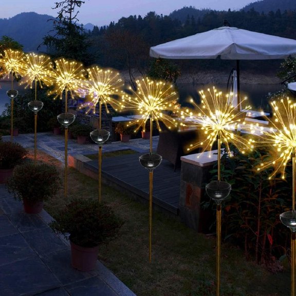 LINLIN Garden Decoration Light Outdoor Solar Lights,150LED Fireworks Lights Solar Torch Light 8 Mode Copper Wire Light Waterproof Fairy Light for Wedding Garden Landscape Lighting