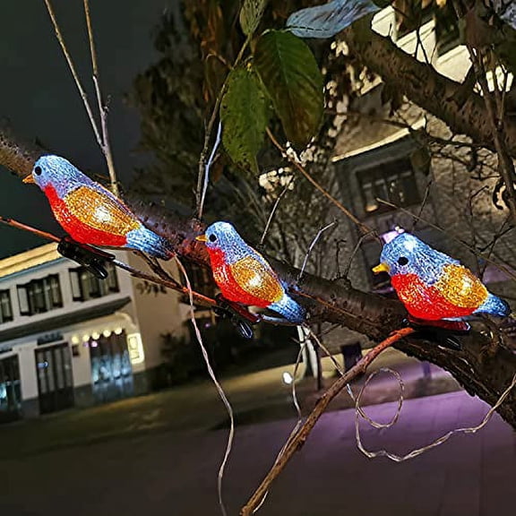 LINLIN Garden Solar Lights,5pcs Acrylic Bird Fairy Lights Waterproof Solar String Lights Tree Decoration Lantern Outdoor Clip Light for Garden Yard Home Party Wedding Christmas