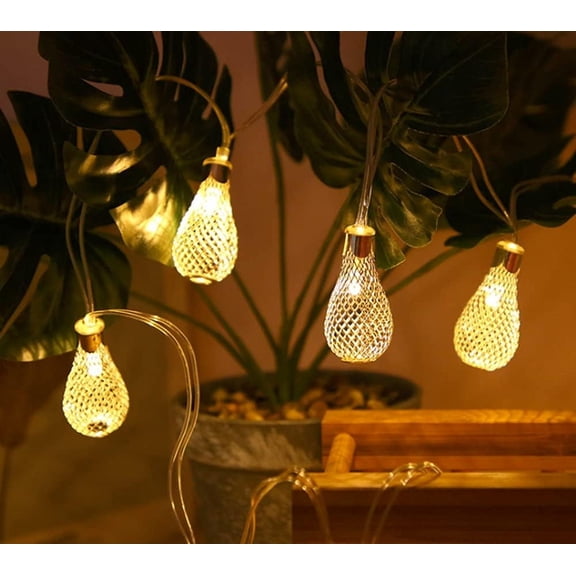 LINLIN Geometric Metal Fairy Lights, 1.5M 10LED Geometric String Lights Diamond Fairy String Lights Metal Fairy Lights Battery Operated for Indoor Outdoor