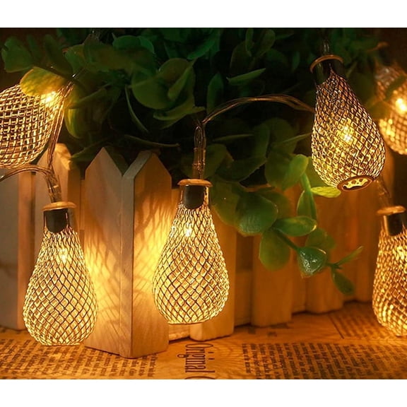 LINLIN Geometric Metal Fairy Lights, 3M 20LED Geometric String Lights Diamond Fairy String Lights Metal Fairy Lights Battery Operated for Indoor Outdoor