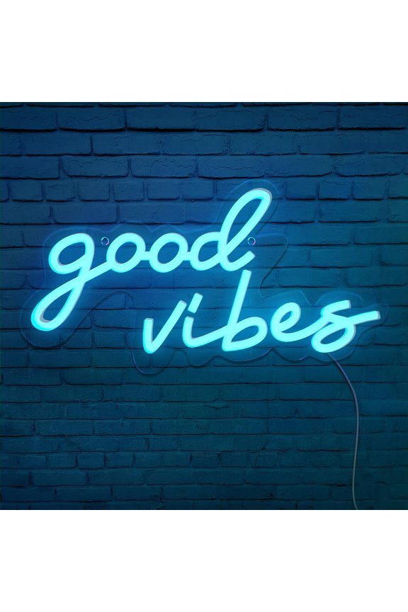 Good Vibes Neon Sign,Neon Light Powered by USB with Switch, Pink Led Neon Light Sign for Bedroom,Wall Decor,Game Room,Party, Bar Decor-16.1*8.2"