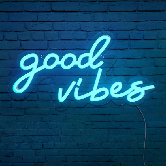 LINLIN Good Vibes Neon Sign,Neon Light Powered by USB with Switch, Pink Led Neon Light Sign for Bedroom,Wall Decor,Game Room,Party, Bar Decor-16.1*8.2"