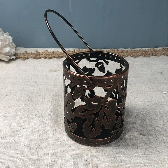 LINLIN Halloween Pumpkin Rustic Lantern with Handle, Metal Jack O Lantern Hollow Decoration, Standing or Hanging Lantern for Indoor, Outdoor