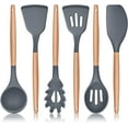 thumbnail image 1 of LINLIN Kitchen Utensils Set, 6 Piece Silicone Cooking Utensils Set, Non-Stick Spatula Turner Spoon Utensil with Wooden Handle, Heat Resistant Kitchen Tools for Nonstick Cookware, 1 of 7