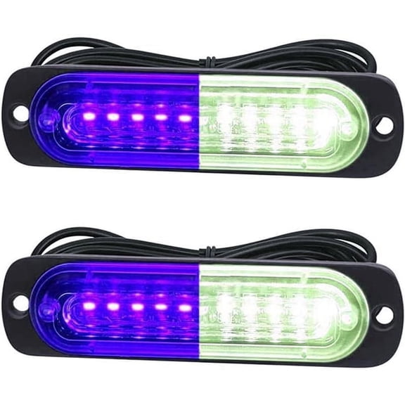 LINLIN LED Car Strobe Lights, 10 LED Emergency Strobe Lights niversal Surface Mount White/Blue Emergency Warning Hazard Flashing Strobe Light Bar for Off Road Vehicle, ATVs, Truck