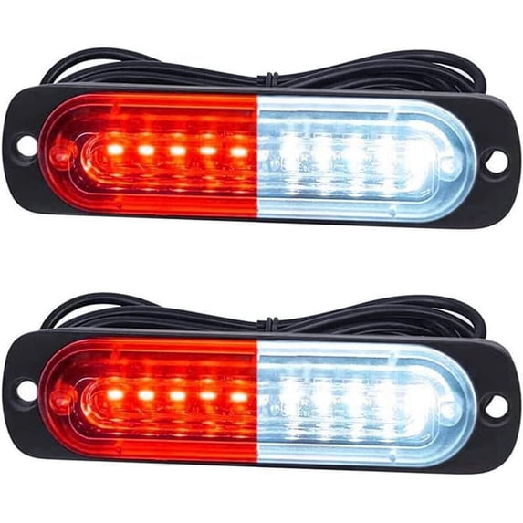 LINLIN LED Car Strobe Lights, 10 LEDEmergency Strobe LightsU niversal Surface Mount White /Red Emergency Warning Hazard Flashing Strobe Light Bar for Off Road Vehicle, ATVs, Truck
