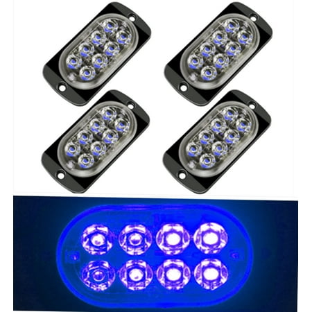 LINLIN LED Car Strobe Lights,4Pack 8LED Car Strobe Flash Lights Warning Beacon Emergency Flashing Lights for Truck, Off Road Vehicle, ATVs,Motorcycles