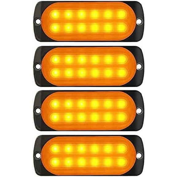 LINLIN LED Car Strobe Lights, Universal 4Pack 12LED Surface Mount Emergency Warning Hazard Flashing Strobe Light Bar for Truck, Off Road Vehicle, ATVs,Motorcycles