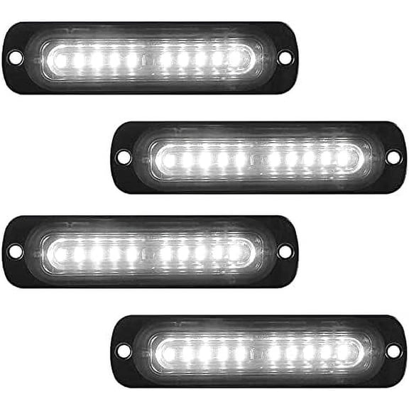 LINLIN LED Car Strobe Warning Lights, Universal 4Pack 10LED Surface Mount Emergency Warning Hazard Flashing Strobe Light Bar for Truck, Off Road Vehicle, ATVs,Motorcycles