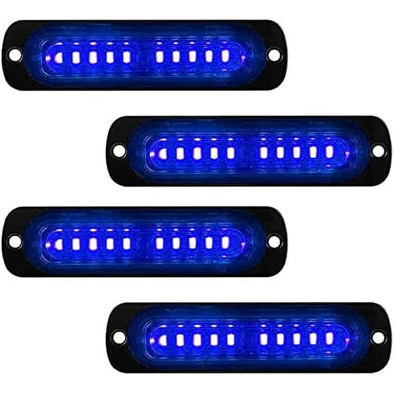 LINLIN LED Car Strobe Warning Lights, Universal 4Pack 10LED Surface Mount Emergency Warning Hazard Flashing Strobe Light Bar for Truck, Off Road Vehicle, ATVs,Motorcycles