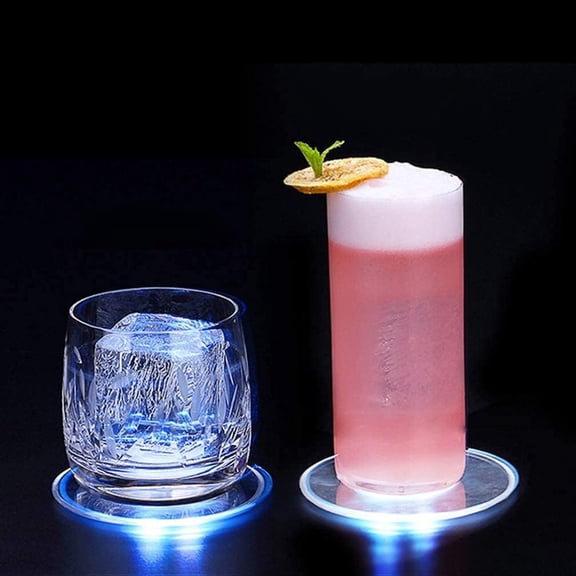 LINLIN LED Coaster, 3 Pcs LED Car Coasters Light Up Coaster led Coasters for Drinks Car LED Bottle Lights Bottle Glorifier Acrylic Luminous Coasters for Parties Weddings Bar
