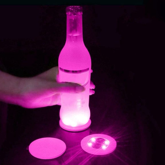 LINLIN LED Coaster, Coasters Cup Mat Light Up Coasters Bottle Light Stickers Coasters for Wine Cocktail Drinks