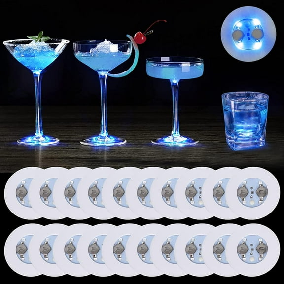 LINLIN LED Coaster, Coasters Cup Mat Light Up Coasters Bottle Light Stickers Coasters for Wine Cocktail Drinks