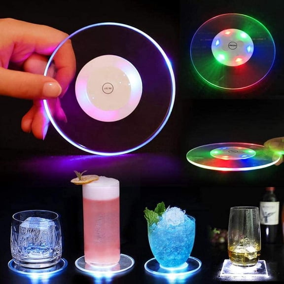 LINLIN LED Coaster, LED Cup Holder Lights Light Up Bottle Cup Mat LED Cup Holder Lights, car Cup Coasters Light Waterproof Battery