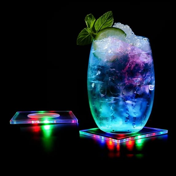 LINLIN LED Coaster, LED Cup Holder Lights Light Up Bottle Cup Mat LED Cup Holder Lights, car Cup Coasters Light Waterproof Battery