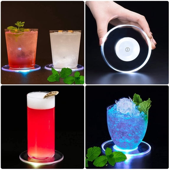 LINLIN LED Coaster, LED Cup Holder Lights Light Up Bottle Cup Mat LED Cup Holder Lights, car Cup Coasters Light Waterproof Battery