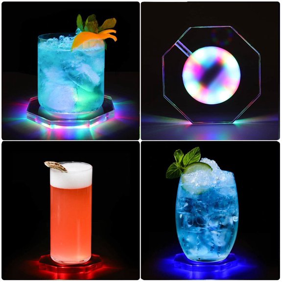LINLIN LED Coaster, LED Cup Holder Lights Light Up Bottle Cup Mat LED Cup Holder Lights, car Cup Coasters Light Waterproof USB
