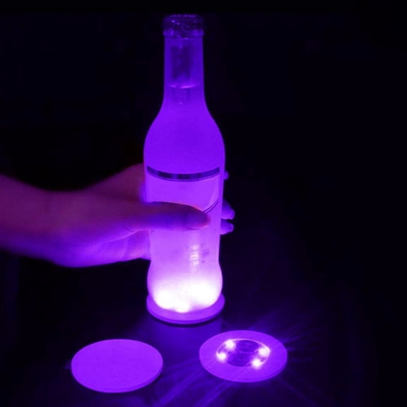 LINLIN LED Coaster, Light Up Coaster LED Car Coasters Waterproof Acrylic Beer Cocktail Coasters for Parties Weddings Bar Christmas Home Pub