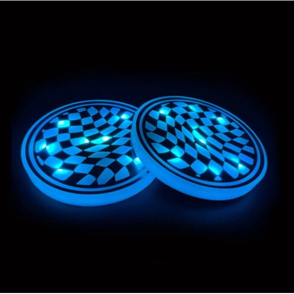 LINLIN LED Coasters, LED Cup Holder Lights 2 Pack LED Car Coasters with Rermote 8 Colors Cup Pad USB Cup Mat