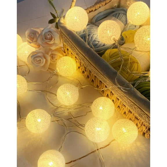 LINLIN LED Cotton Ball String Lights, Fairy Lights LED String Lights 3M 20LED, Wall Lights Wedding Party Home Christmas Decoration