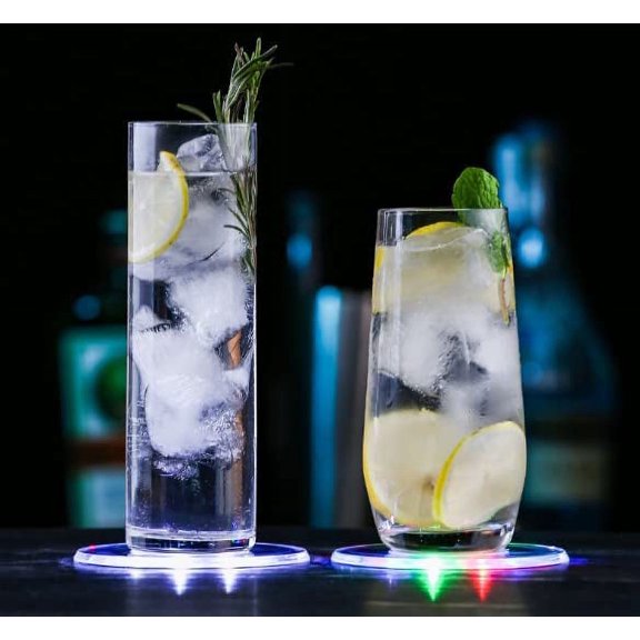 LINLIN LED Cup Holder Lights, 10cm Colour Changing LED Drinks Coasters LED Cocktail Coasters Light Up Coasters for Club Wedding Bar Party Decoration