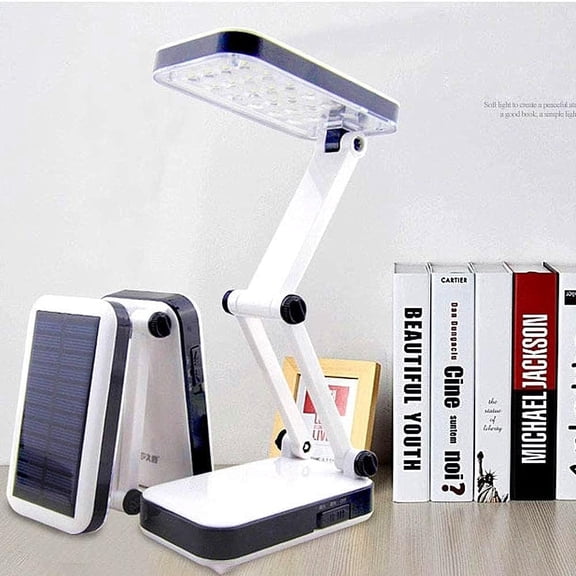 LINLIN LED Desk Lamp, Solar Desk Lamp Bedside Reading Light with 24LED Solar Rechargeable LED Eye-fold Folding Table Lamp for Reading Working Studying