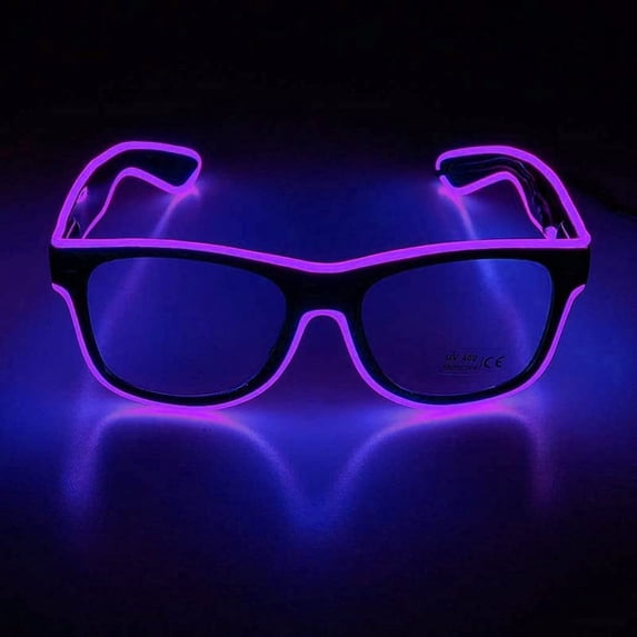 LINLIN LED Glasses, Light Up Glasses with 4 Modes Neon El Wire LED Battery Light Up Eyeglasses Sunglasses Eyewear for Nightclub Party