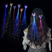 LINLIN LED Hair Extensions, 7 Pack LED Light Up Optic Fiber Hair Extensions Flashing Lights Up Hair Clips for Girls Women