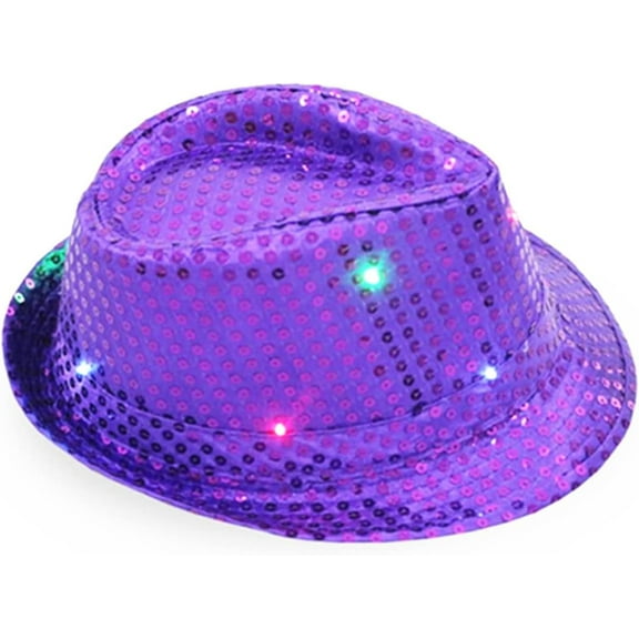 LINLIN LED Hat Light Up Hat, LED Luminous Jazz Hat, Unisex Light Up Sequin Fedora Hat for Men & Women