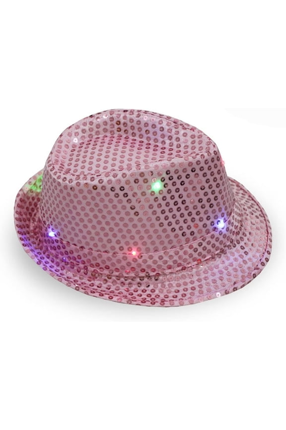 LED Hat Light Up Hat, LED Luminous Jazz Hat, Unisex Light Up Sequin Fedora Hat for Men & Women