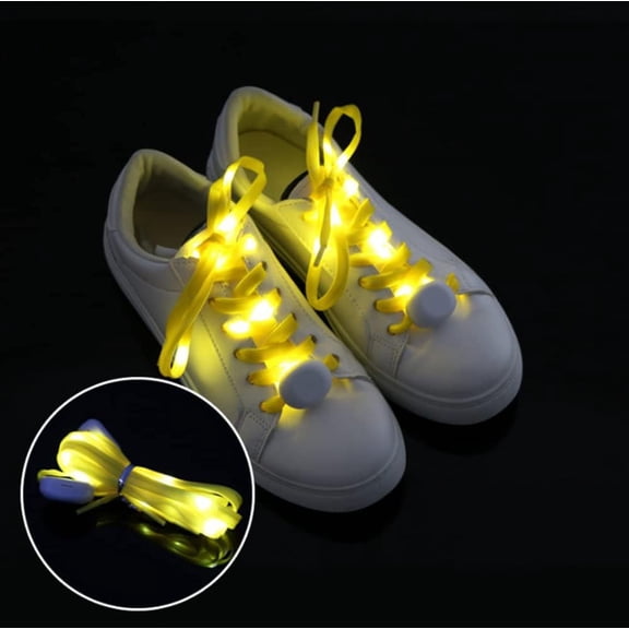 LINLIN LED Light Up Shoe Laces, LED Glowing laces Nylon LED Shoelaces Light Up Shoe Laces Flashing LED Disco Light Laces