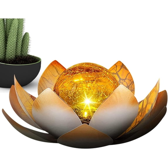 LINLIN LED Lotus Flower Light, Solar Lotus Flower Outdoor Lamp, Outdoor Solar Garden Light, Solar Garden Light Metal Lantern Water Lily LED Landscape Lights
